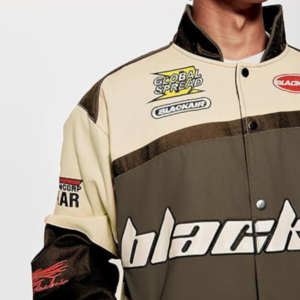 buy Air Racing Style Brown and Beige Varsity Jacket
