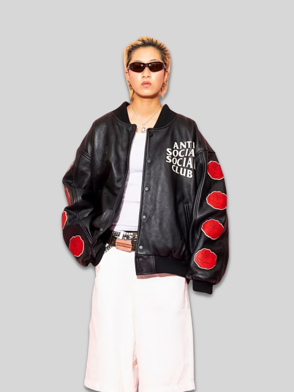 buy now ASSC Petal To The Metal Leather Varsity Jacket For SAle