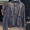 buy now Bespoke Blue Leather Anorak Diamond Jacket