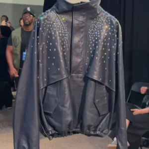 buy now Bespoke Blue Leather Anorak Diamond Jacket