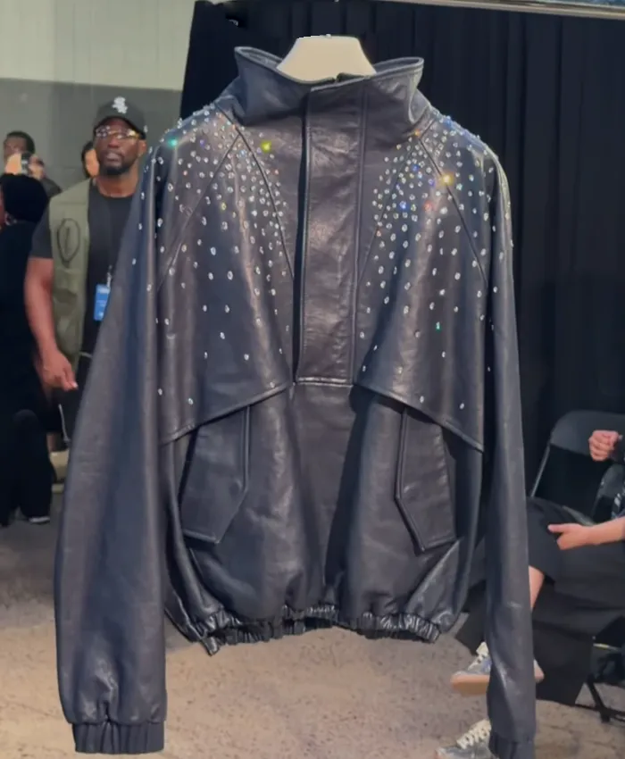 buy now Bespoke Blue Leather Anorak Diamond Jacket