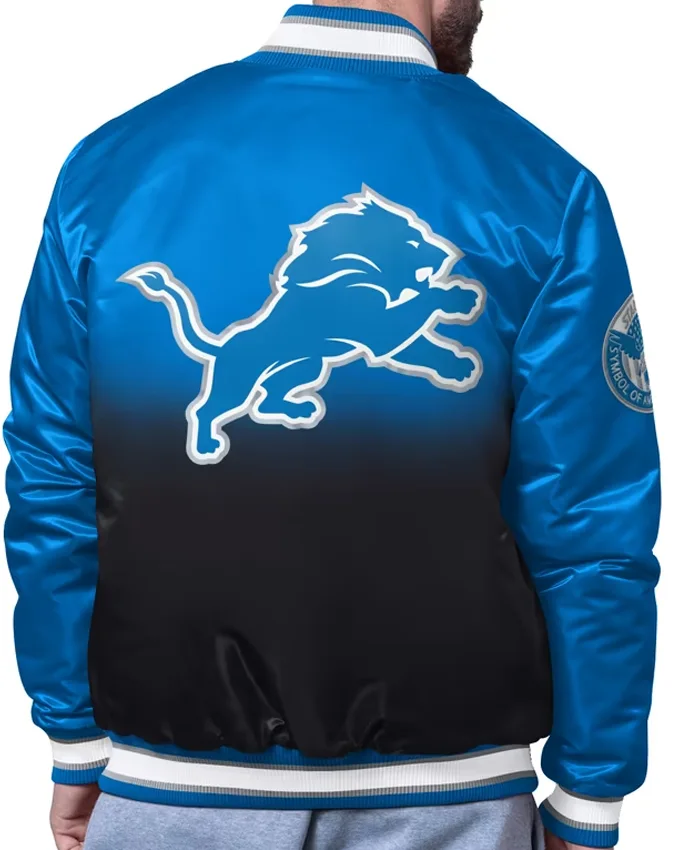 buy now Detroit Lions Starter Blue Pass Rush Varsity Jacket