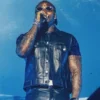 buy now God We Trust Tour Asake Black Leather Vest