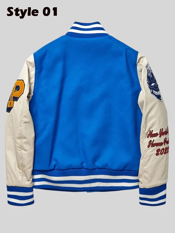 buy now Heron Preston Blue Varsity Jacket
