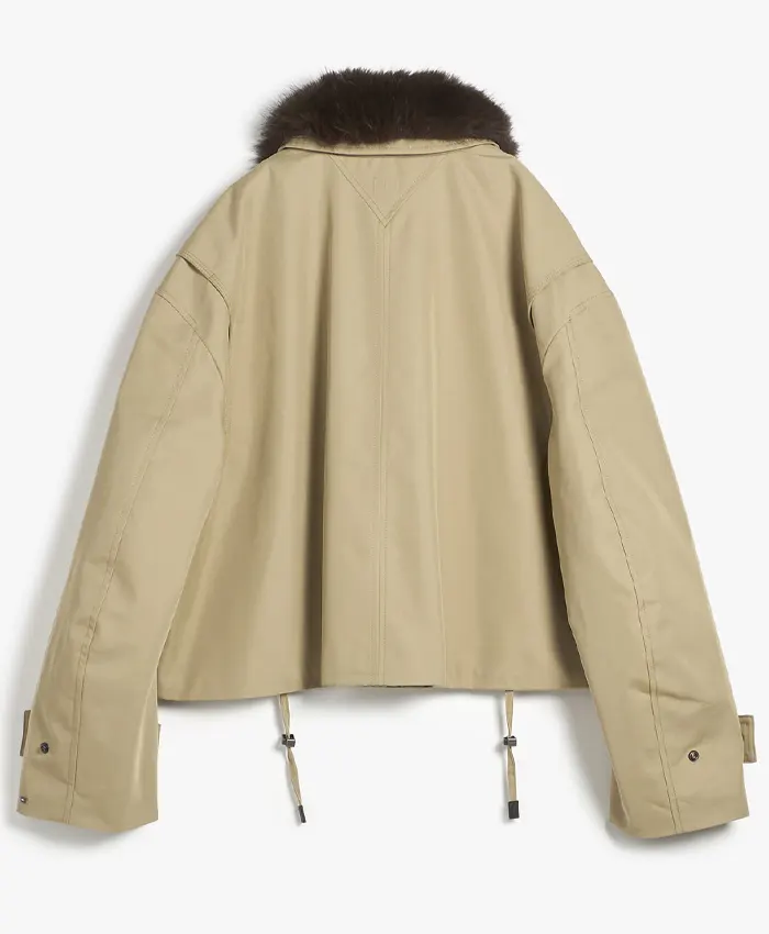 Jisoo Tommy Hilfiger Beige Cotton Fur Jacket - Image 3