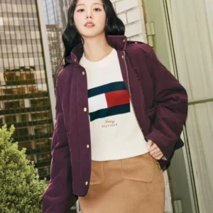 buy now Jisoo Tommy Hilfiger Crest Embroidered Square Quilted Jacket