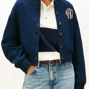 buy now Jisoo Tommy Hilfiger Varsity Fleece Bomber Jacket