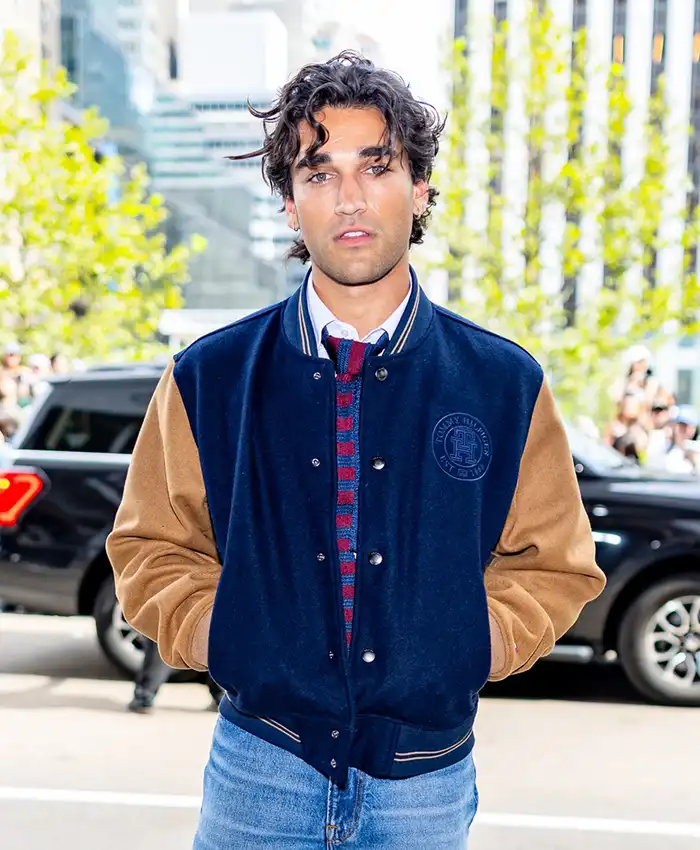 buy now Josh Heuston New York Fashion Blue Wool-Blend Varsity Jacket