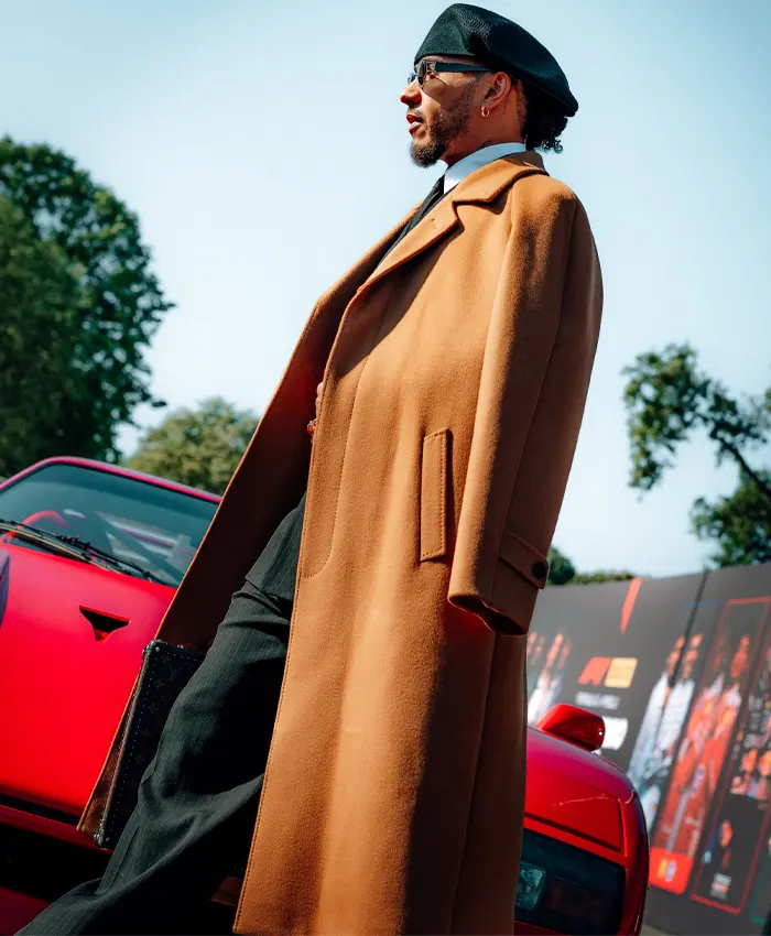 buy now Lewis Hamilton Monza Ferrari F40 Camel Wool Overcoat