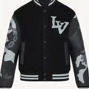 buy now Louis Vuitton Chains Camo Varsity Jacket