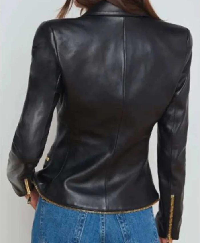 buy now Marisa Abela Black Leather Blazer