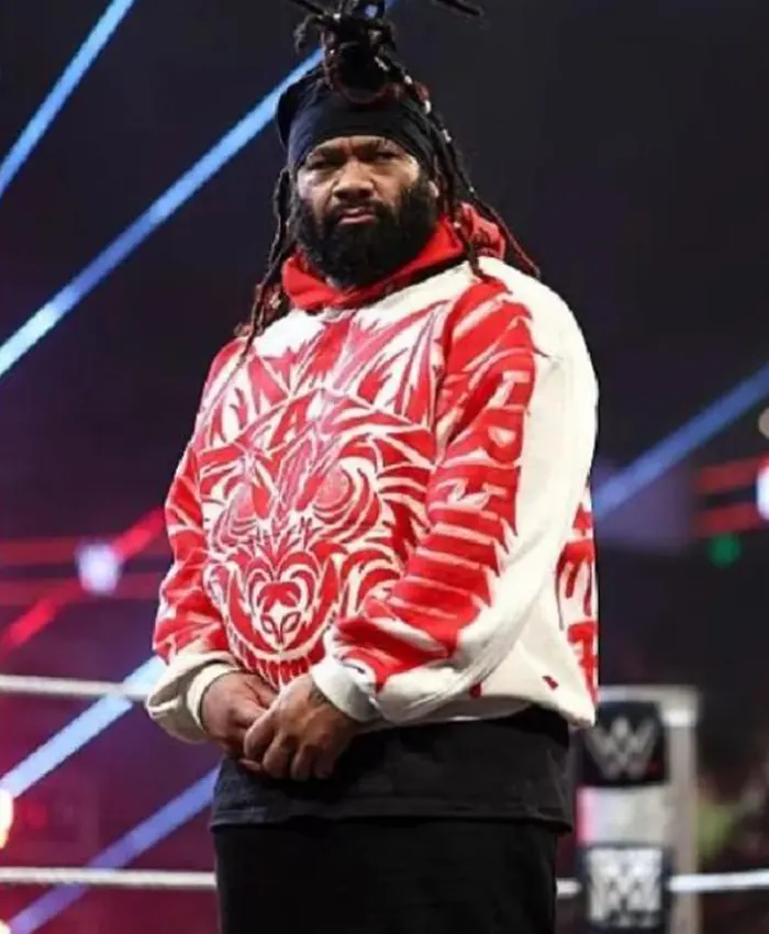 buy now Monday Night RAW 2026 Jacob Fatu Red Wolf Print Hoodie