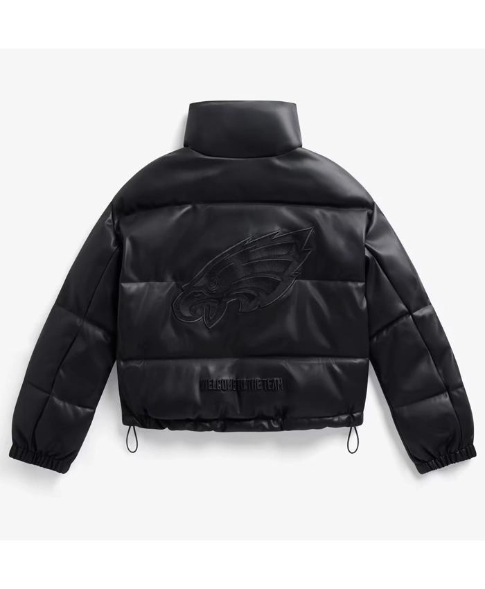 buy now Philadelphia Eagles NFL Black Leather Puffer Jacket