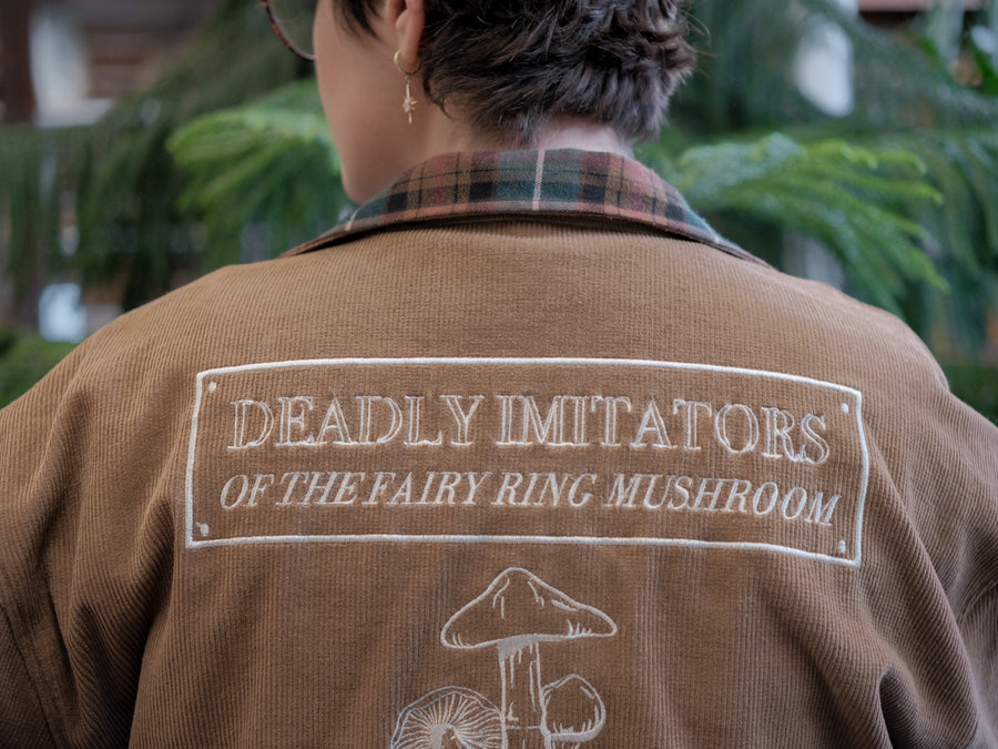 knock thrice mushroom jacket backside view