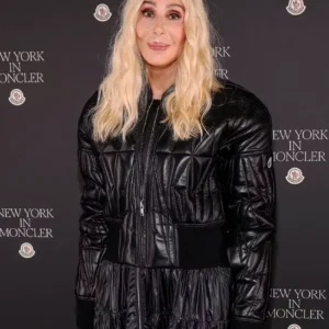 order now Cher NYFW Event Black Leather Jacket