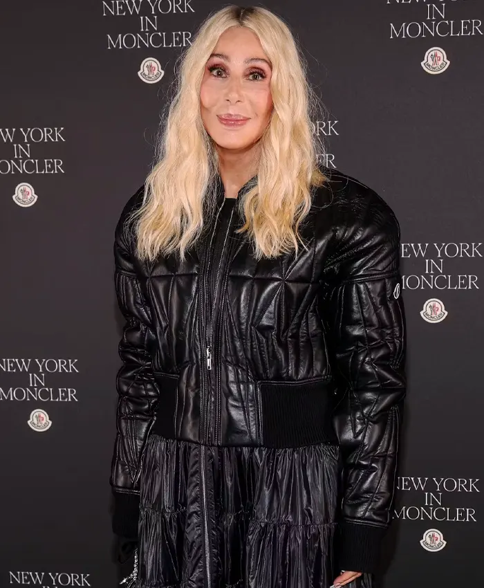 order now Cher NYFW Event Black Leather Jacket