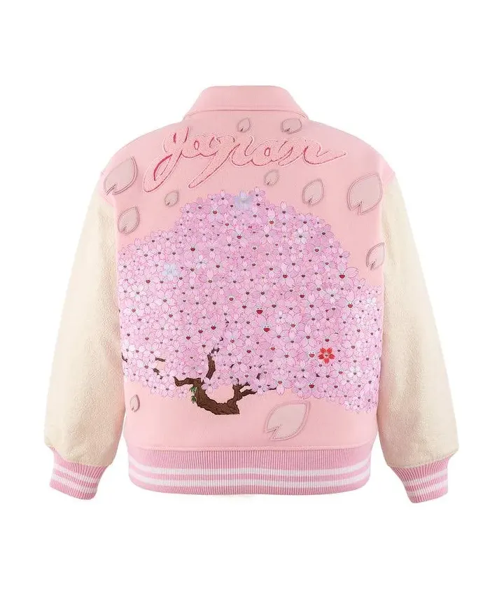 order now Chris Brown R&B Tour Pink Varsity Jacket For Sale