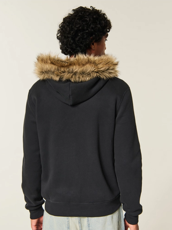 order now Hollister Fur Zip-Up Hoodie