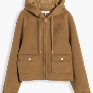 order now Jisoo Tommy Hilfiger Brown Wool Hooded Jacket