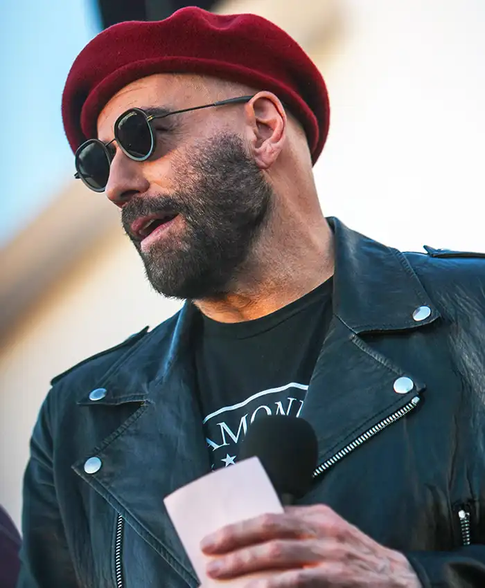 order now Los Angeles Event John Travolta Leather Jacket