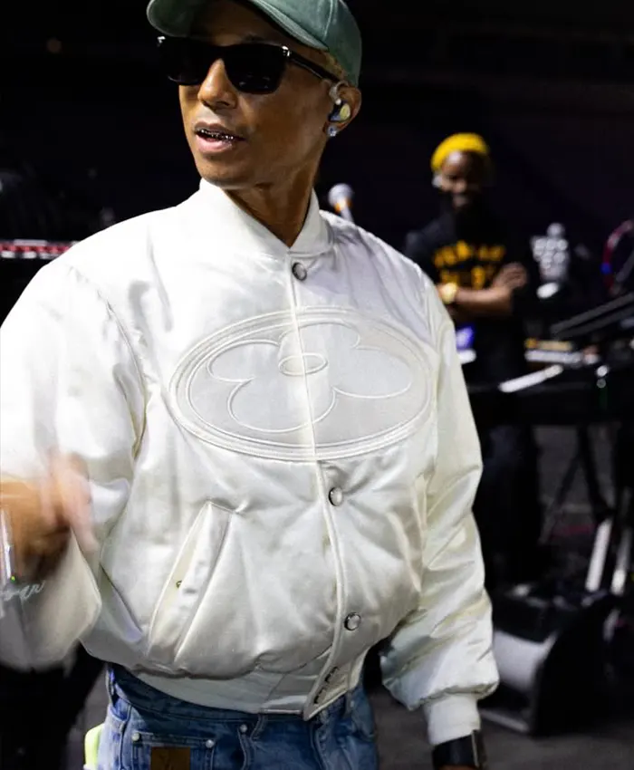 order now Pharrell Williams Paris Rehearsals LV White Varsity Jacket