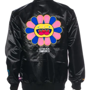 order now Takashi Murakami ComplexCon Black Satin Lakers Jacket For Sale