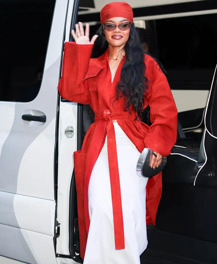 order now Teyana Taylor Calvin Klein SS27 NYFW Red Coat