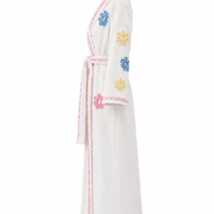 order now The Nanny Fran Drescher White Floral Bathrobe