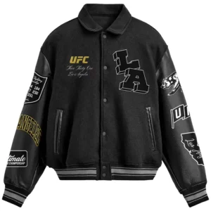 order now UFC 331 Full-Snap Black Varsity Jacket For Sale