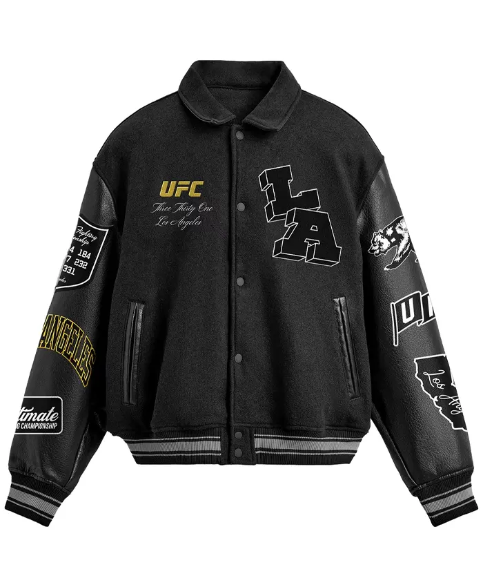 order now UFC 331 Full-Snap Black Varsity Jacket For Sale