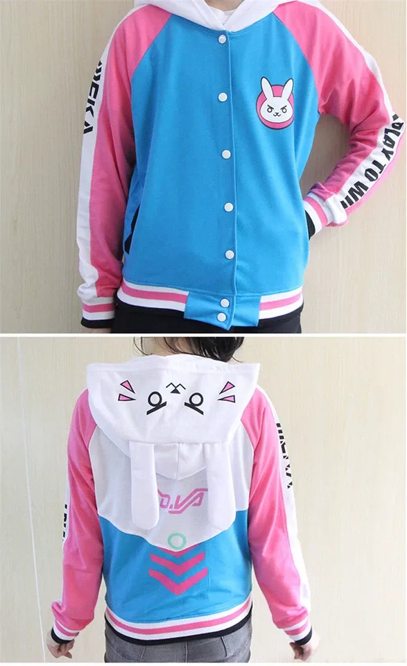 order now overwatch-d.va-white-rabbit-satin-bomber-jacket