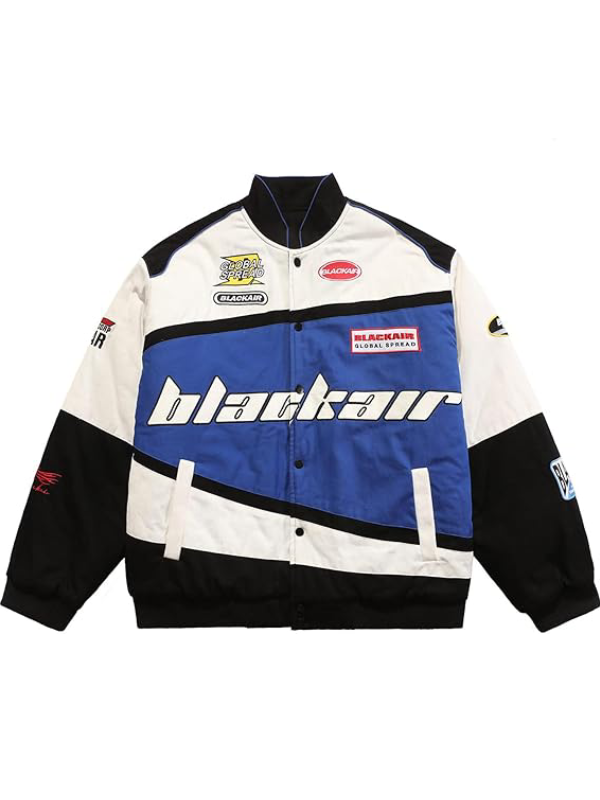 shop Air Racing Style Blue Varsity Jacket