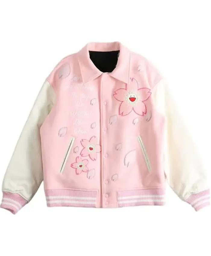 shop Chris Brown R&B Tour Pink Varsity Jacket