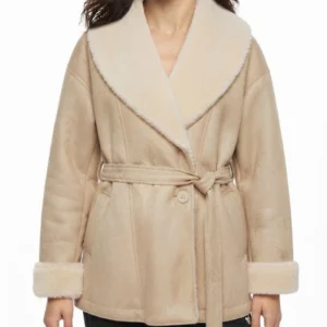 shop now Baylen Out Loud S03 Baylen Dupree Shawl Collar Shearling Coat