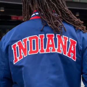 shop now Indiana Fever Satin Script Bomber Jacket