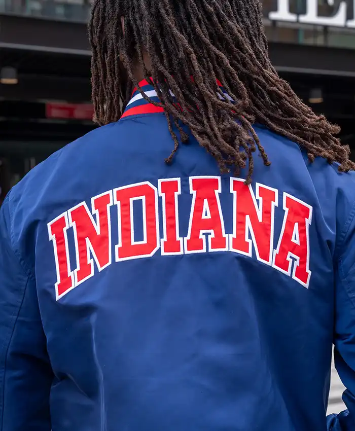 shop now Indiana Fever Satin Script Bomber Jacket