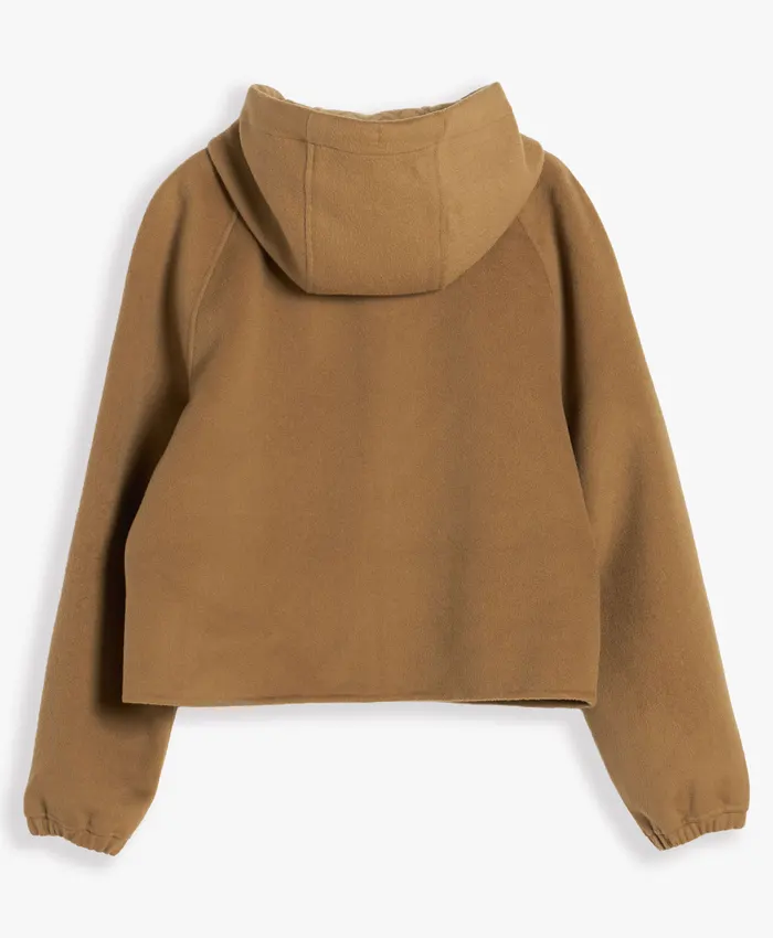 shop now Jisoo Tommy Hilfiger Brown Wool Hooded Jacket