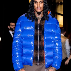 shop now Jordan Clarkson New York Fashion Week Blue Puffer Jacket