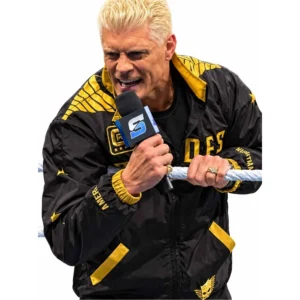 shop now SmackDown 2026 Cody Rhodes Black and Gold Jacket