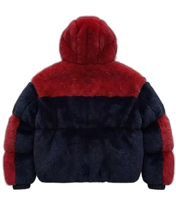 shop now Spider Man Shearling Fur Puffer Jacket