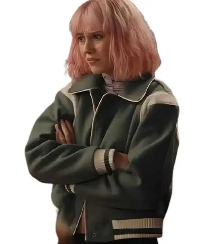 shop now Trying 2026 Scarlett Rayner Green Varsity Jacket