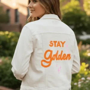 white Stay Gold Jean Jacket