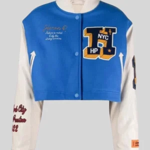 women Heron Preston Blue Varsity Jacket