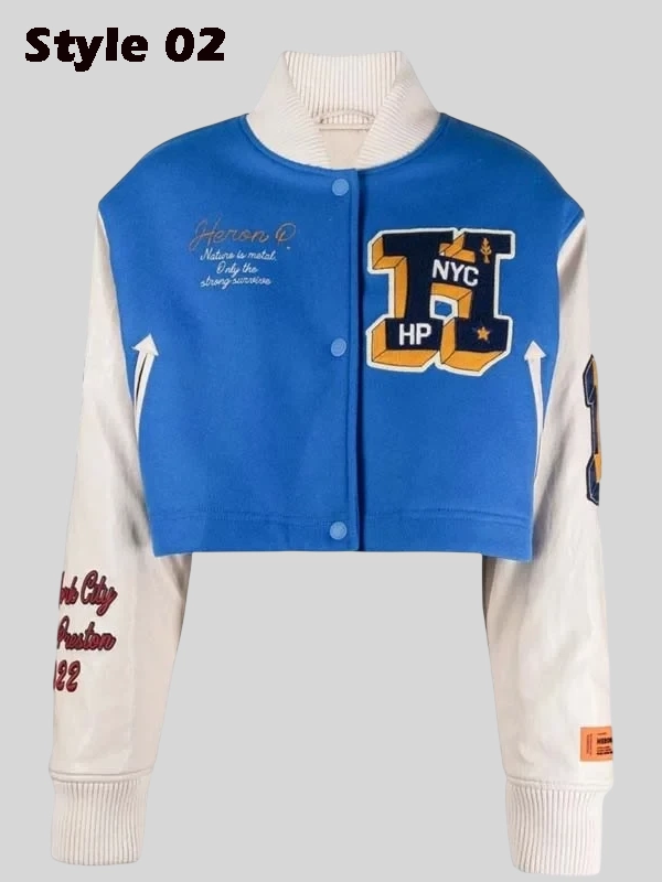 women Heron Preston Blue Varsity Jacket