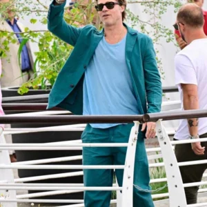 1. Stylish Teal Three Piece Suit