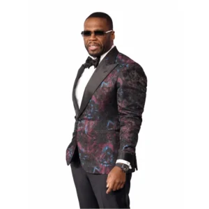 50 Cent Street Fighter Premiere Black Floral Blazer