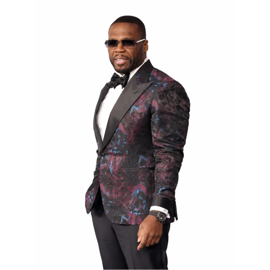 50 Cent Street Fighter Premiere Black Floral Blazer