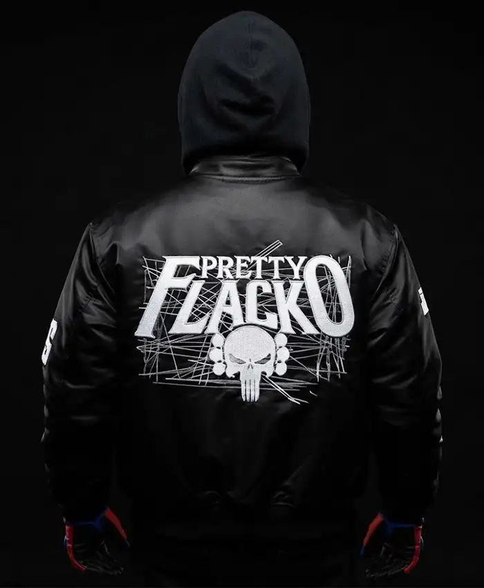 A$AP Rocky Punisher Logo Black Leather Jacket For Sale