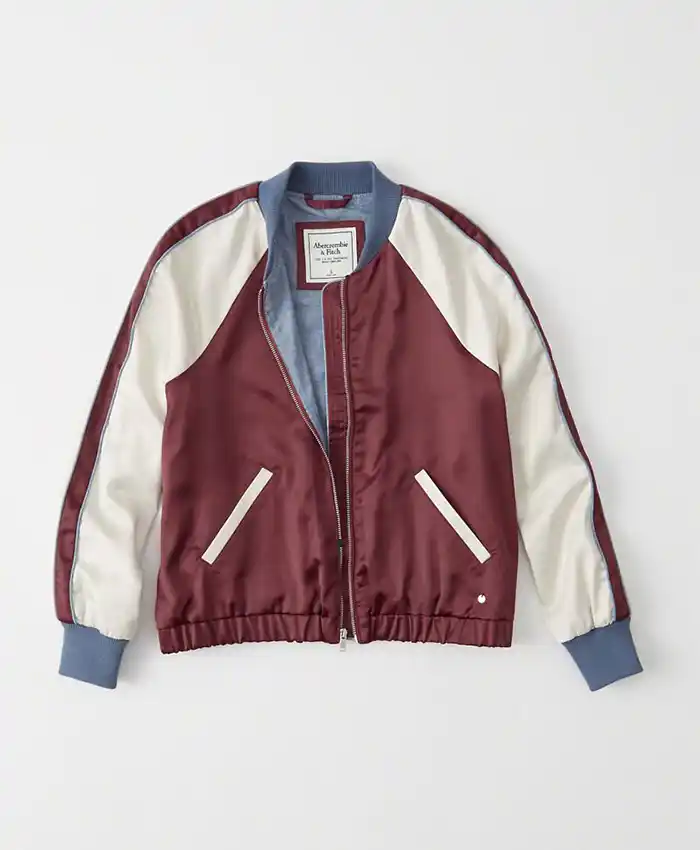 Abercrombie & Fitch Satin Sukajan-Style Bomber Jacket