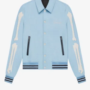 Amiri Bones Letterman Blue Wool Jacket